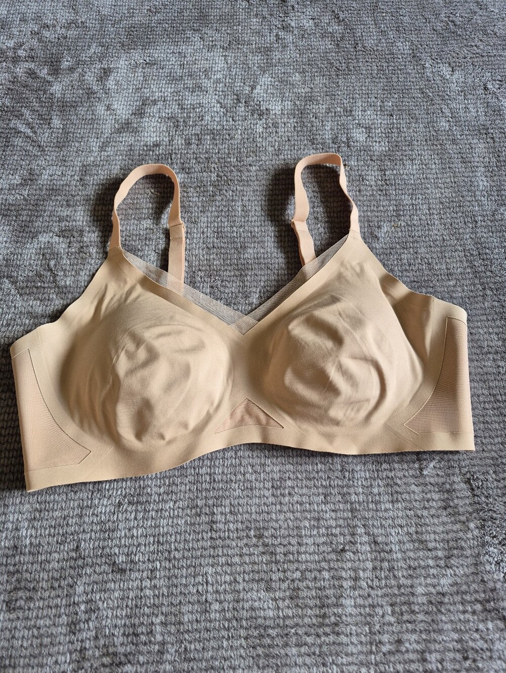 Honeylove LiftWear Wireless Bralette XL Beige Hook & Eye Nylon Spandex Mesh